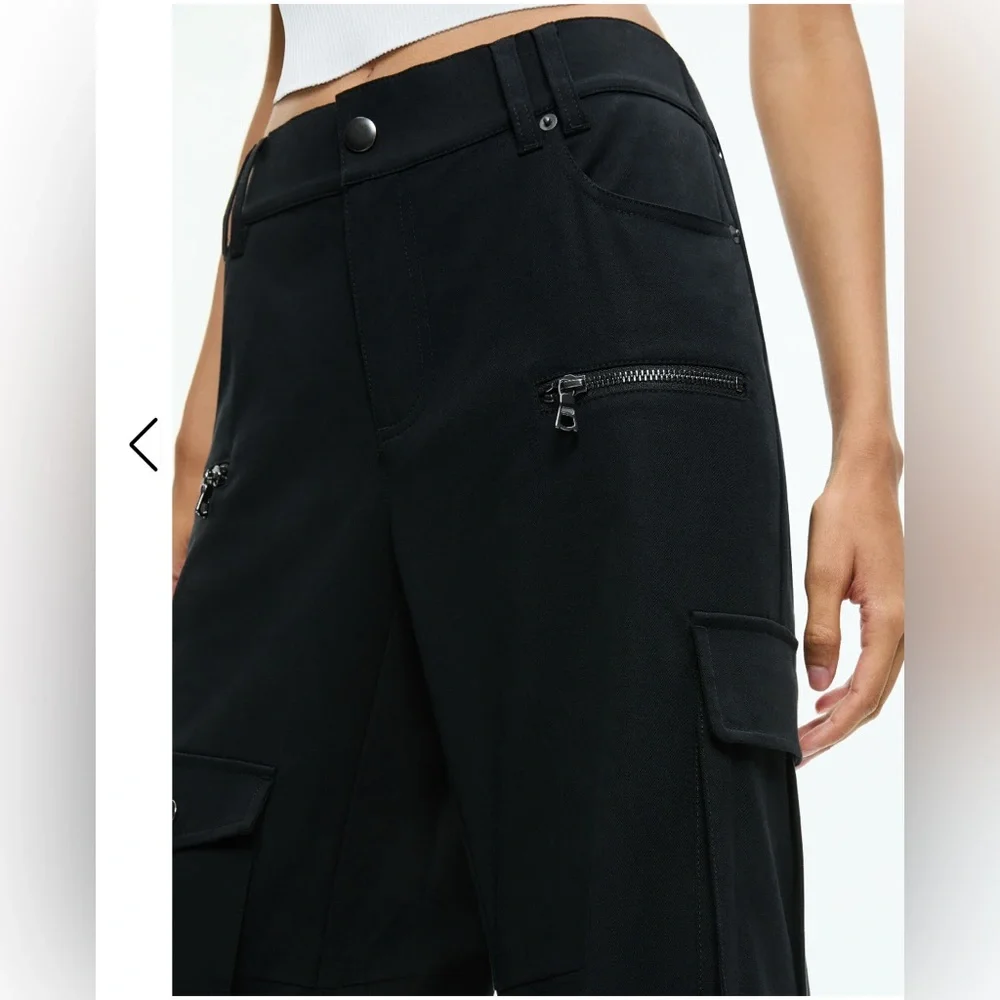 🆕 Alice + Olivia AKERS OVERSIZED CARGO PANT COLOR Black Sz 6 - Picture 5 of 16